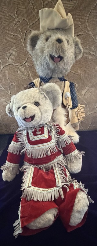 VINTAGE Cowboy & Indian Bears Tilly Plush Stuffed Animal 1987  With Tags