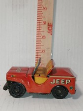 Vintage Tin Metal Red Jeep Truck Toy Car made in Japan SSS Shioji