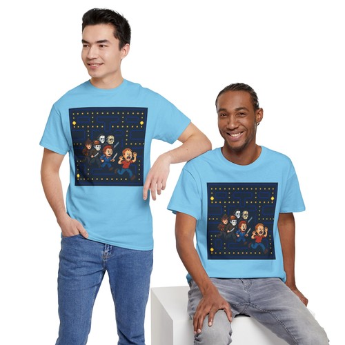 Pac-Man Horror Unisex Baumwolle Tee Chucky Jason Halloween T-Shirt Freddy Arcade - Bild 106 von 157