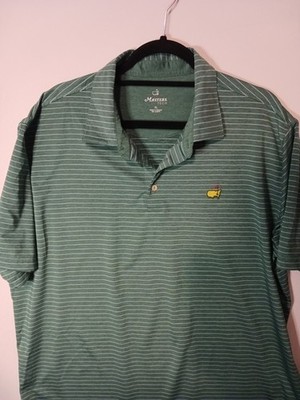 Augusta National Masters Tech Men's Golf Polo XL Green Striped Short Sleeve 