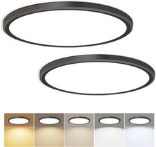 2 Pack 12 Inch LED Flush Mount Ceiling Light 28W 3200LM 5CCT Adjustable Black