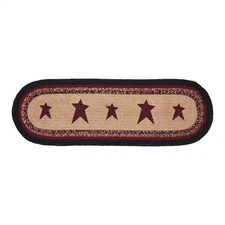 Connell 8 In. W X 24 In. L Burgundy Geometric Stars Cotton Blend Oval Table Runn