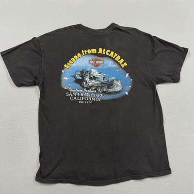 Vintage Harley-Davidson Shirt Mens Large Black Escape From Alcatraz Graphic Tee