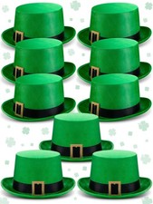 St. Patrick's Day Top Hat Leprechaun Green Irish Velvet Top Hat for Adult St....