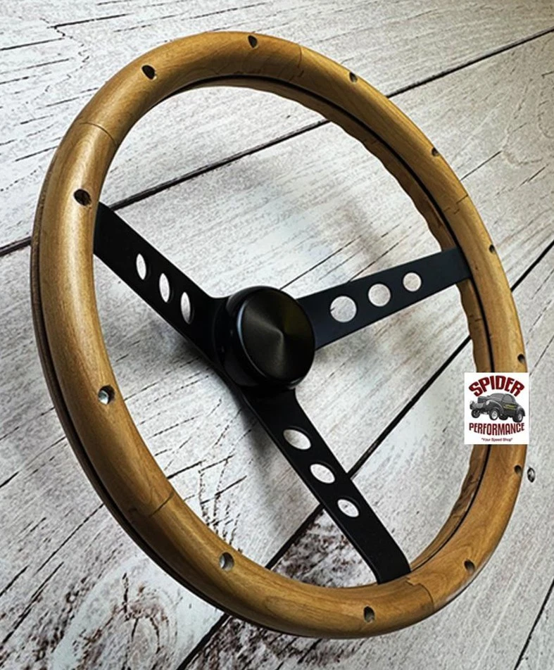 1963-1964 Mercury wood steering wheel 13 1/2" CLASSIC WALNUT BLACK SPOKE - Image 2 of 4