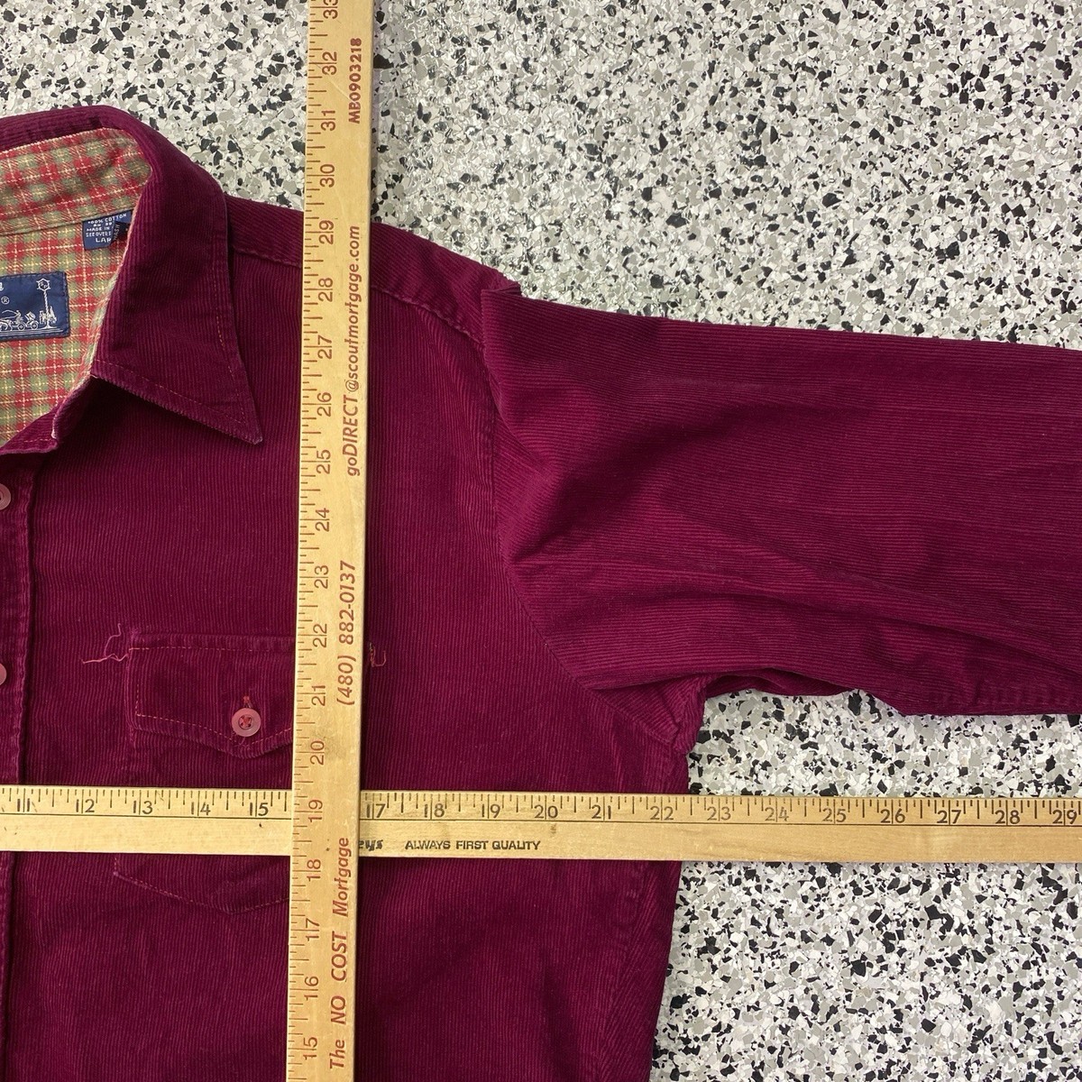Vintage Sutton Place Button Down Red Corduroy Long Sleeve L Men’s View 3