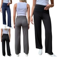 Ex M&S Womens Flare Leg Leggings Casual Cotton Comfort Wide Leg Jogger