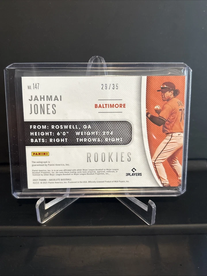 2021 Panini Absolute Baseball Jahmai Jones Sweet Spot Rookie Auto /35 - Image 2 of 2