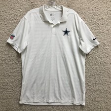 Nike Dallas Cowboys Polo Shirt Large Adult White NFL Dri Fit Swoosh Football Men