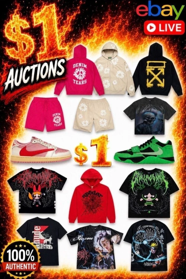 $1 AUCTIONS🔥NEW Off White+Denim Tears+Civil Regime+Rhude+Godspeed+Shoes🔥