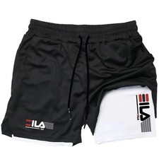 Men 2 in 1 Running Shorts Breathable Quick Dry Gym Training Performance Comfort