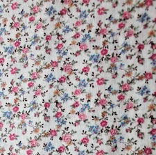 Fabric Cotton 2 Yds Tiny Pink Yellow & Blue Flowers Kessler for Concord New