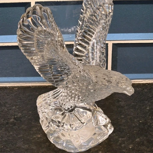 CHIP IN WING Waterford Lead Crystal Glass Eagle Fred Curtis 8" Statue Figure VTG