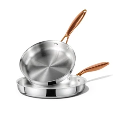 8"+10"Stainless Steel Frying Pan Set Non-Toxic PTFE & PFOA Free Omelet Oven Safe