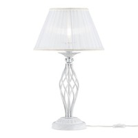 Tischlampe Metall Stoff 56 Cm In Shabby Weiß Gold E14 Nachttisch Leuchte