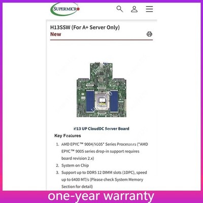 EPYC9004-9005 SuperMicro H13SSW REV2.01 supports AMD series processors New