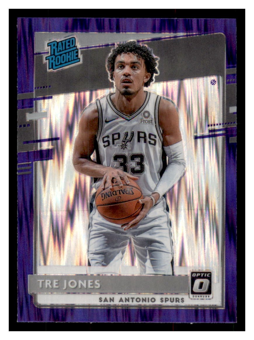 Tre Jones 2020-21 Donruss Optic Purple Shock #188 San Antonio Spurs