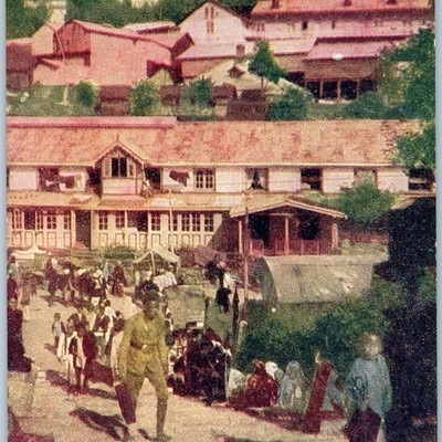 c1910s Darjeeling India Market Day Postcard Daijeeling Misspelling British Raj