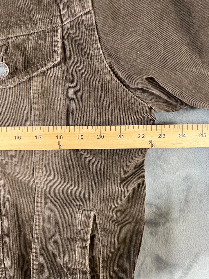 Jaqueta caminhoneiro jeans vintage marinha velha veludo masculina grande forrada Sherpa marrom Y2K - Imagem 4 de 4