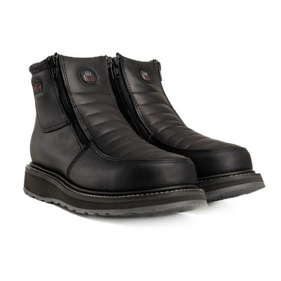 King Welt Ultra Flex Leather Double Density Zipper Work Boots Soft Toe - Black