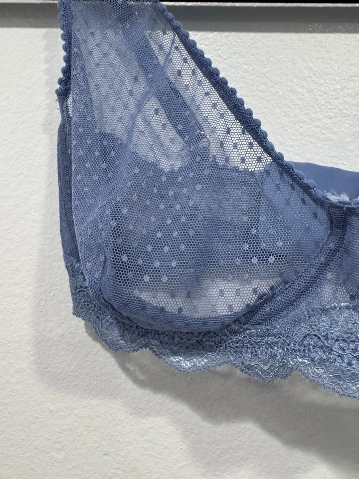 Sujetador Free People Mid Week Malla Punteada Con Aros Para Mujer Talla 32DD Transparente Sexy Foto 3 de 4