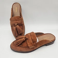 Vionic Reagan Brown Suede Tassel Mule Shoes Womens Sz 6.5 NEW