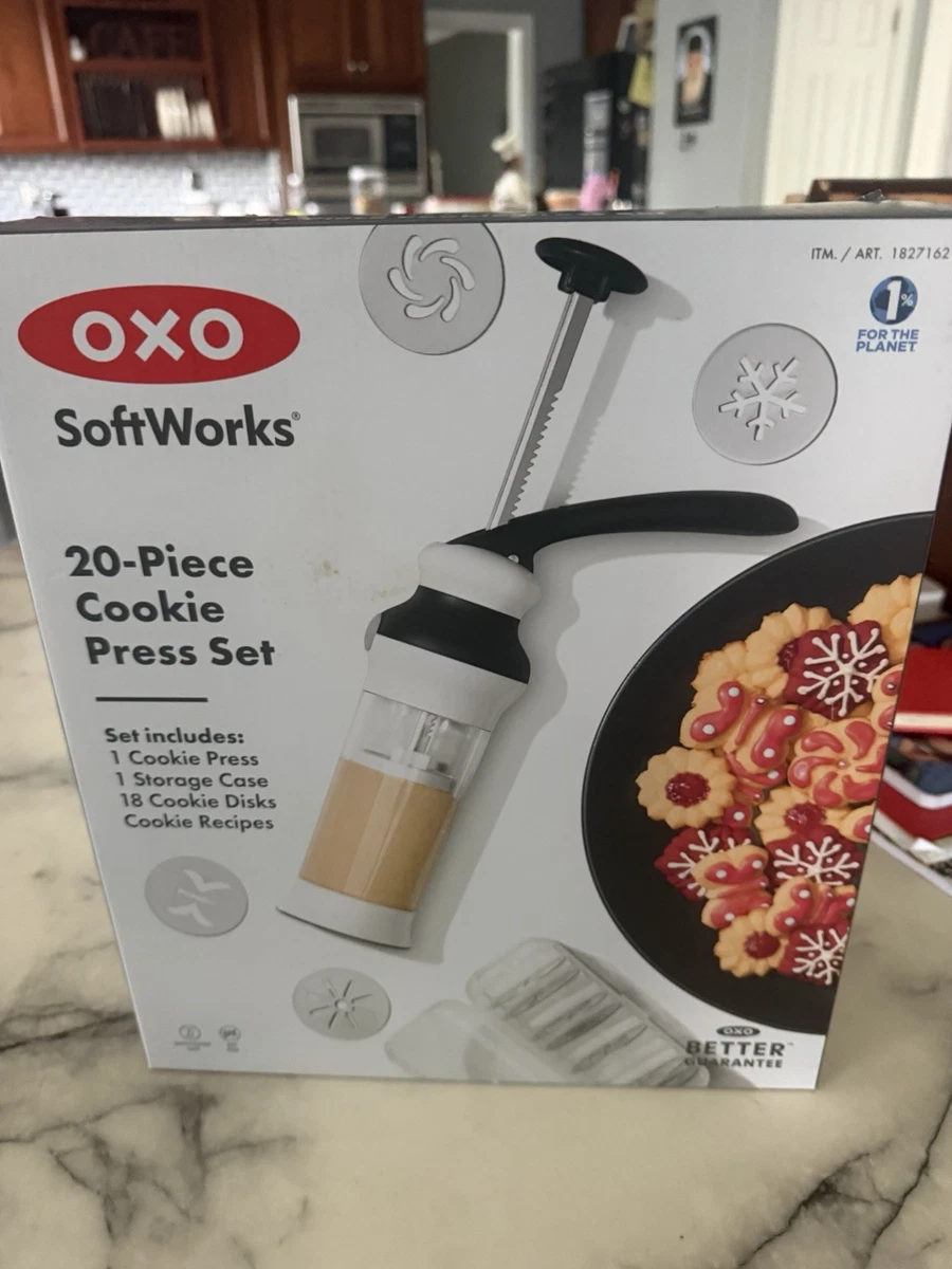 Set Pâtisserie Oxo Presse à Biscuits OXO Softworks - Lot Avec 18 Disques Et étui Rangement Kit Biscuits Décorés