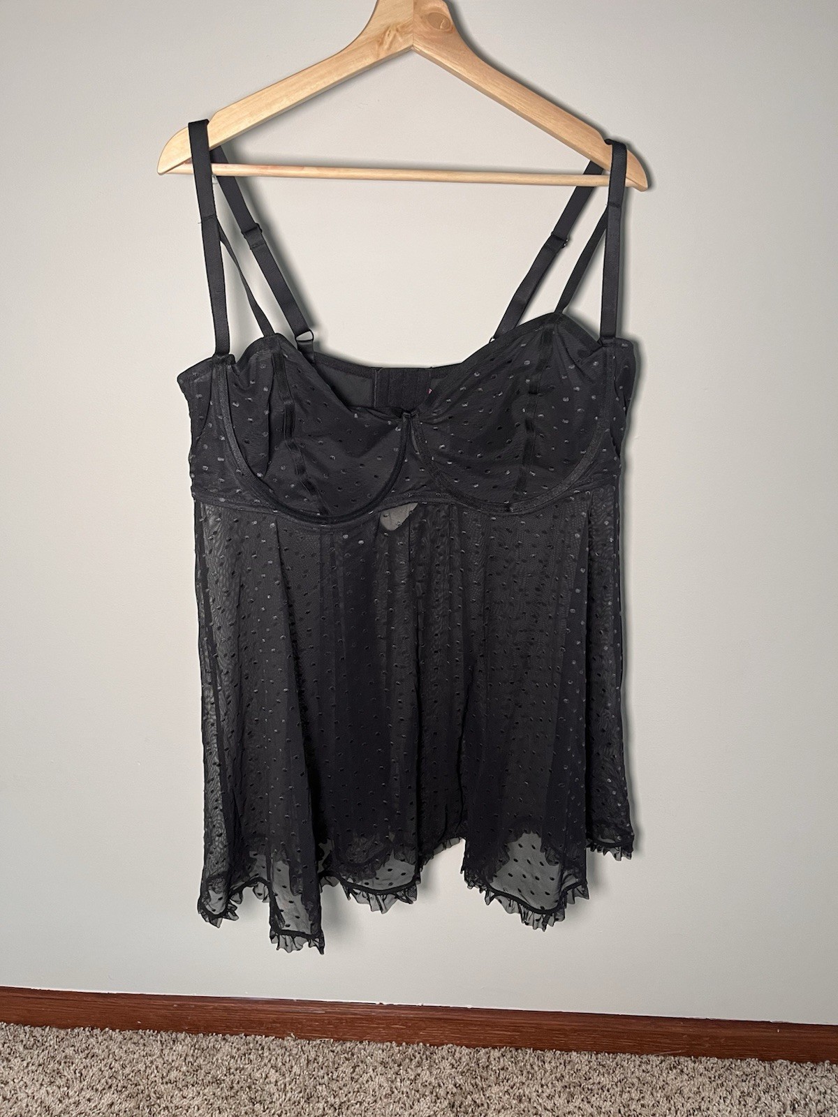Women's Adore Me Black Sheer Polka Dot Negligee New Without Tags Size 4X