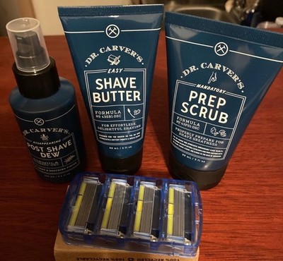 DOLLAR SHAVE CLUB DR CARVER S LOT of  blades, scrub, butter, And dew ~ New
