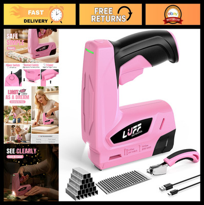 Cordless Pink Electric Staple Gun & Brad Nailer Kit - 2000 Staples, Upholstery,