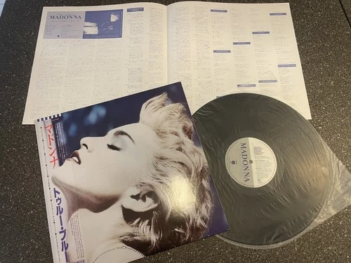 MADONNA TRUE BLUE VINYL P-13310 Japanese 1ST PRESS OBI INSERT VINYL LP EX COND