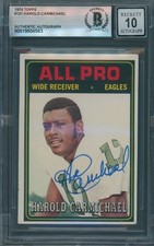 1974 Topps #121 Harold Carmichael Signed RC Beckett Authentic Auto 10 BAS