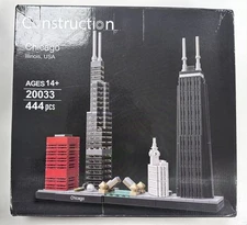 Chicago City Skyline Building Blocks | Construction Bricks Set | Puzzle With Box