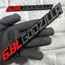 QTY 2 EMBLEMS for 6.8L GODZILLA FENDER EXTERIOR ENGINE 3D EMBLEMS BADGE PAIR