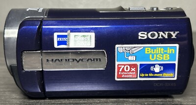PLEASE READ* Sony HandyCam DCR-SX45 Video Camera Camcorder Blue w