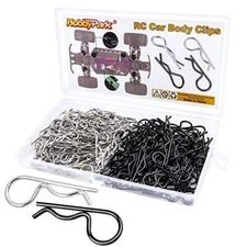 200Pcs Universal RC Car Body Clips Silver & Black R Pins for 1/10 Scale 