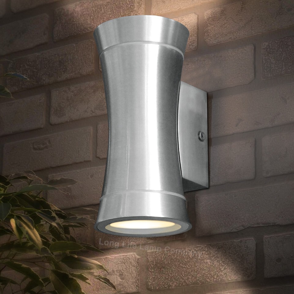 Modern Stainless Steel Up Down Wall Light GU10 IP44 Double Outdoor ...