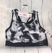 JUSTICE GIRLS SPORTS BRA ATHLETIC 2-PACK BLACK Tie Dye ACTIVE WEAR SIZE 36 NEW
