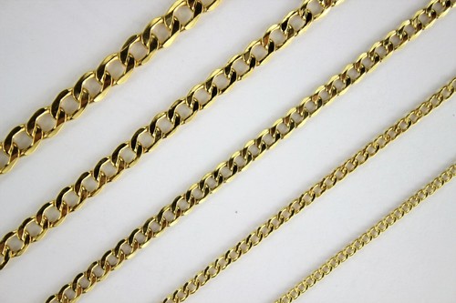Collar pulsera de eslabón de cadena cubana de oro amarillo de 10 K de 2,5 mm-7 mm bordillo 7"" -30"" hueco - Imagen 2 de 8
