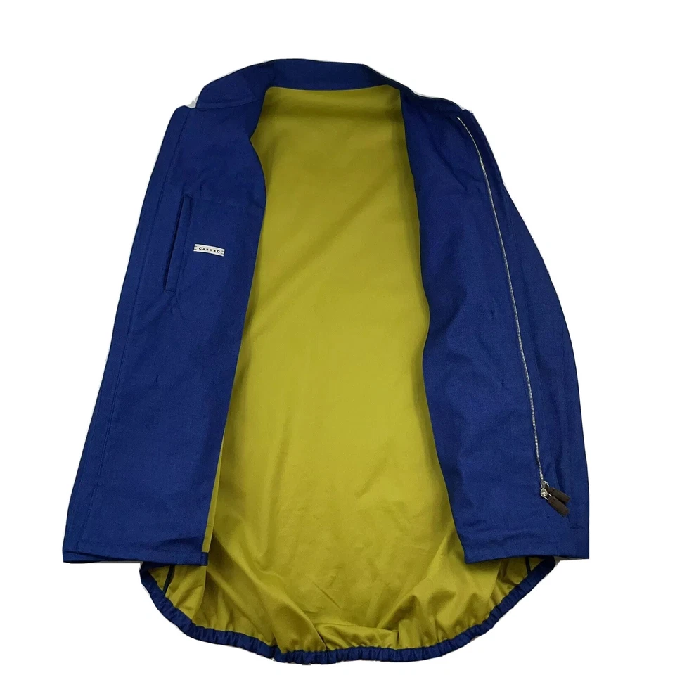 Abrigo Caruso Azul Tejido Lino Lana Seda Palanca Talla Hombre 40R Nuevo con Etiquetas Foto 4 de 4