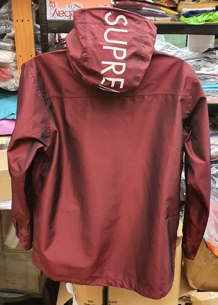 Veste Tissée Supreme Iridescente FW13 Bourgogne L Grande Imperméable Vintage