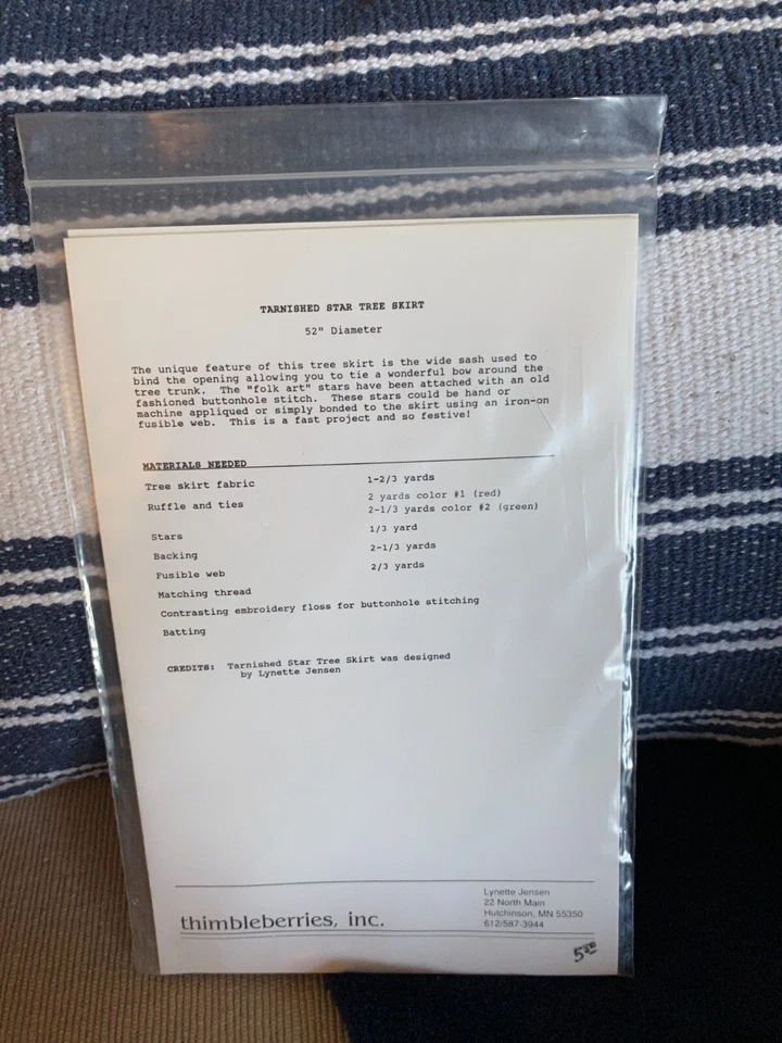 New Thimbleberries TARNISHED STAR TREE SKIRT Christmas Sewing Quilt Pattern 52" - Image 3 of 3