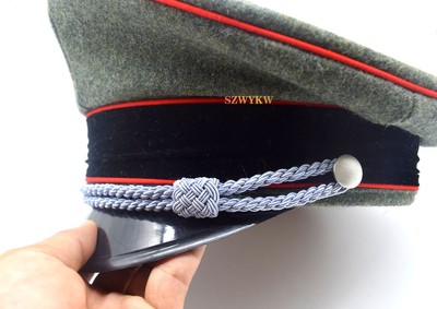 Red Codro Wool Cap WW2 German Wool Cap With chin cord Red Pipe 58cm 300513 | eBay