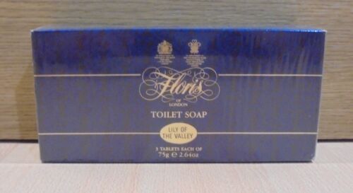 FLORIS LILY OF THE VALLEY VINTAGE SET OF THREE TOILET SOAPS 3X75GR SEALED