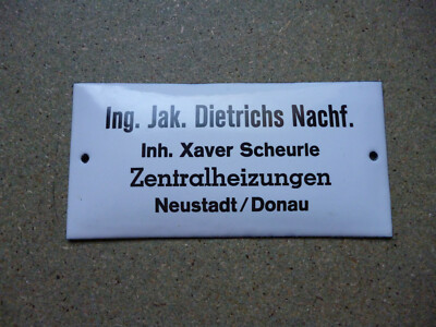 Ing. Jak. Dietrichs Nachf. Inh. Xaver Scheurle original old enamel sign   