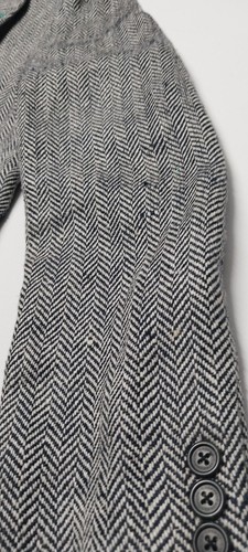 RALPH LAUREN Blazer Black Cream Herringbone Size 8 Silk Linen Blend Academia GUC - Picture 6 of 16