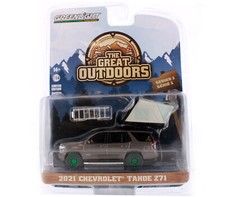 GREEN MACHINE 2021 Chevy Tahoe Z71 w/Modern Rooftop Tent, Gray Metallic - Green