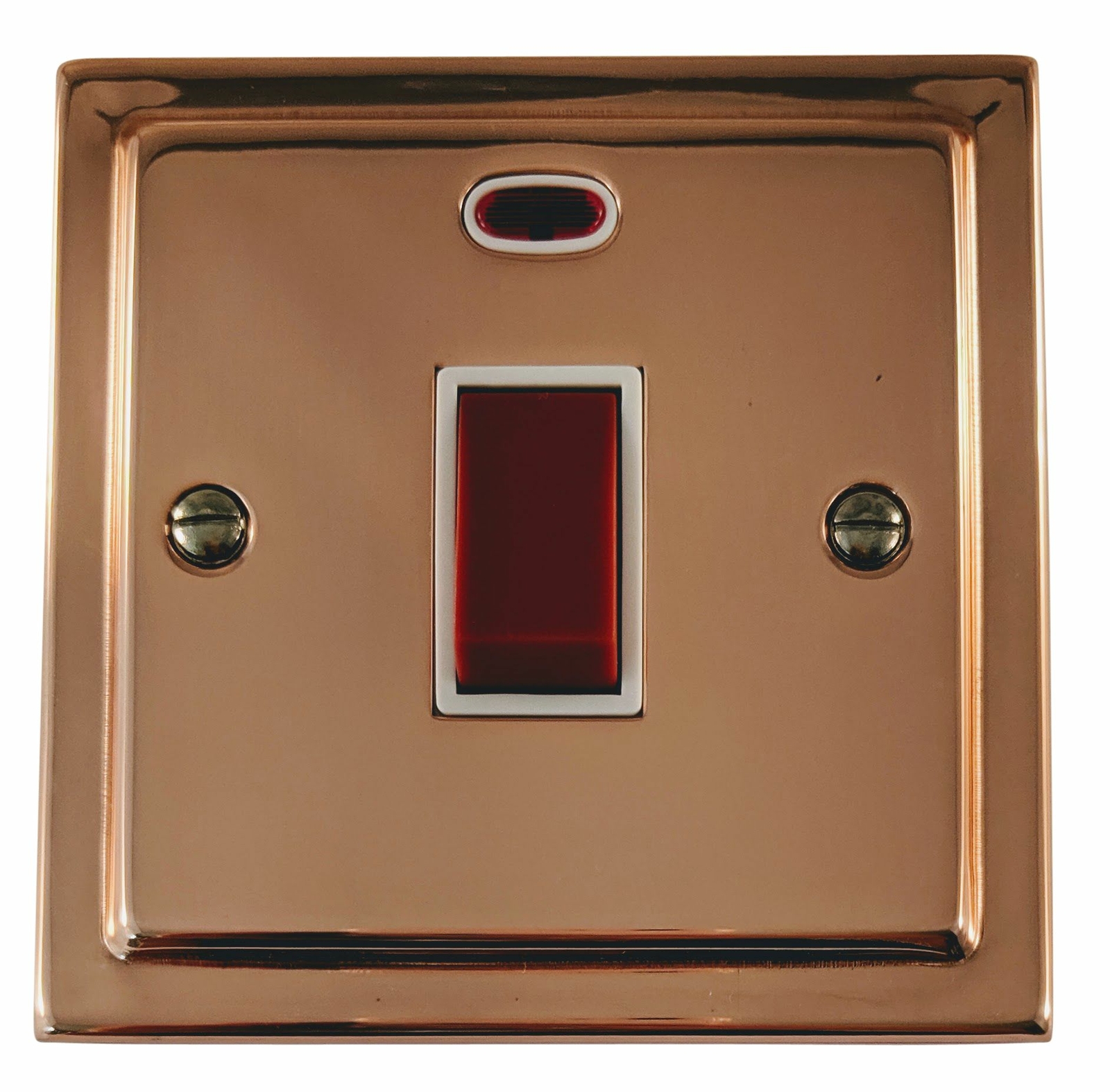 G&H TBC46W Trimline Bright Copper 45 Amp DP Cooker Switch & Neon Single Plate