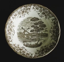 Vintage~CLAYTAN~Dutch Cottage~WINDMILL SCENE~Earthenware~BROWN~9.25" x 2.25"~EUC