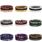 3pcs Energy Healing Stretch Bracelet Hematite Tiger Eye for Men Women Bead T35
